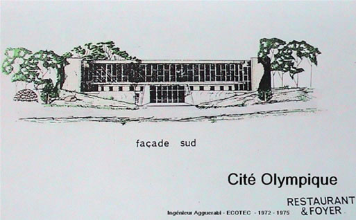 Restaurant et Foyer Plan © Ecotec – Agguerabi 1972 cite olympique d'alger architecture